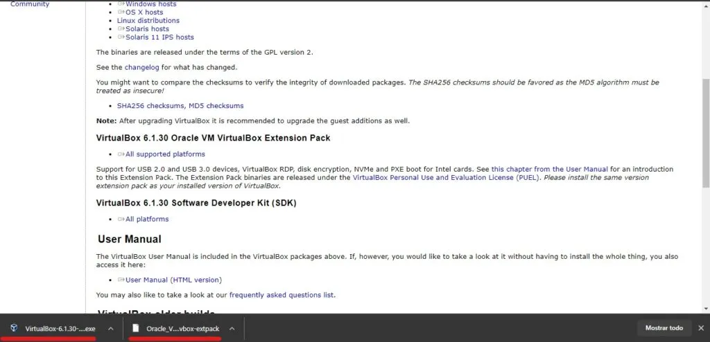 extensions pack de Virtual Box