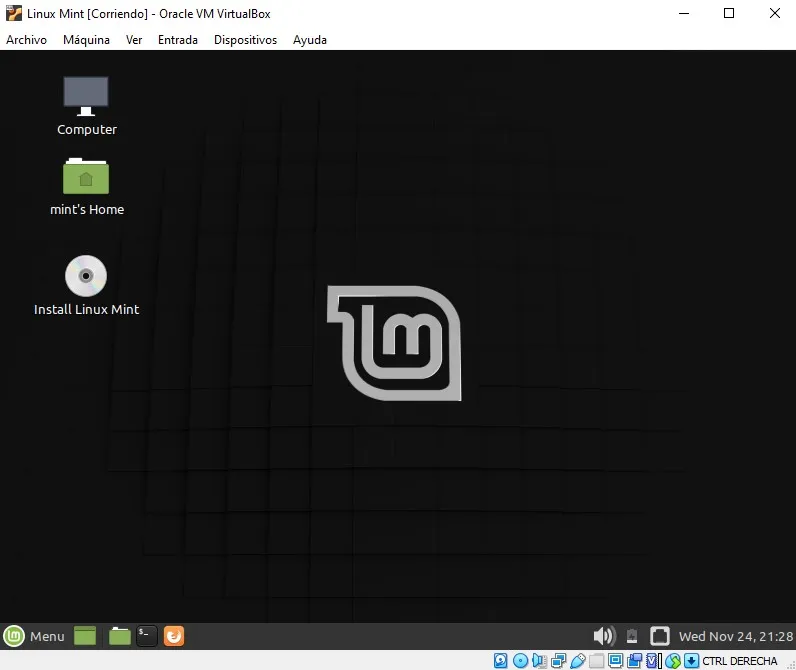 instalar Linux Mint en la maquina virtual.