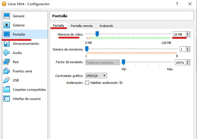 Configurar CPU en virtual box para linux