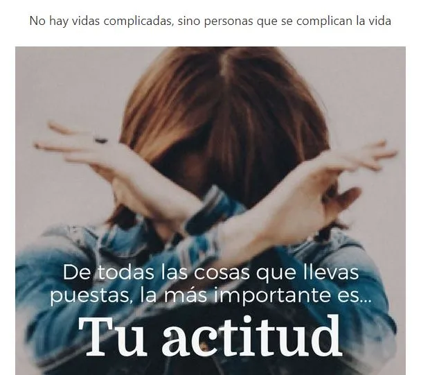 Página web de Imágenes Totales mostrando un texto y una foto con una frase incluida dentro de la imagen.