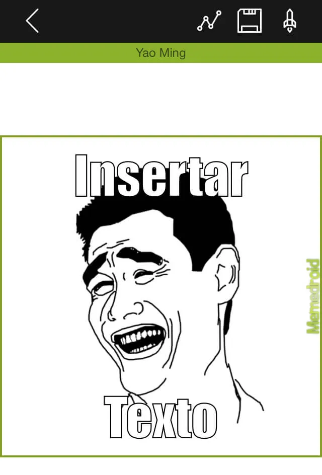 App de Memedroid en donde se observa que un usuario está creando un meme a partir de una plantilla de un meme famoso.