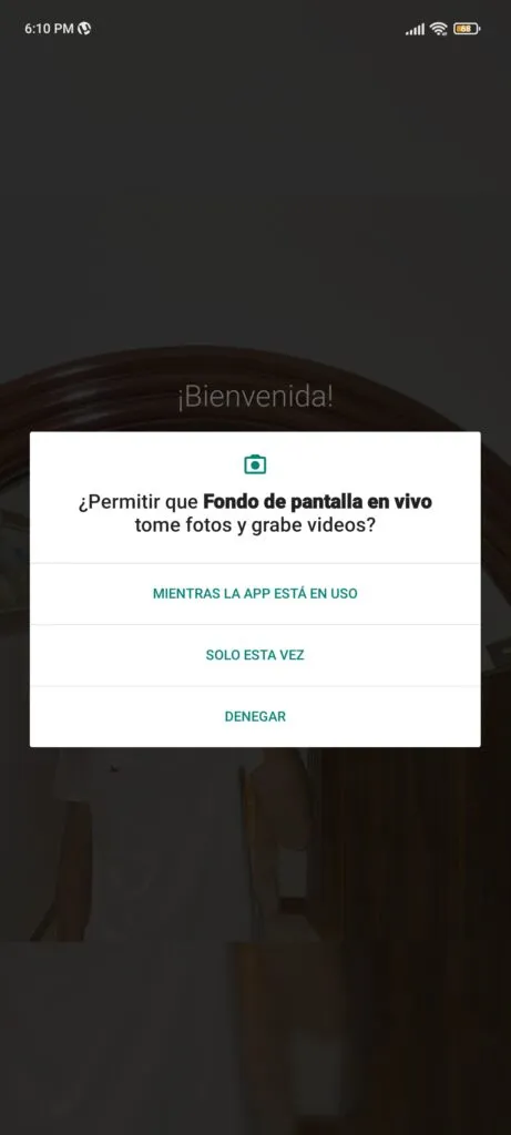 permiso para acceder a la cámara