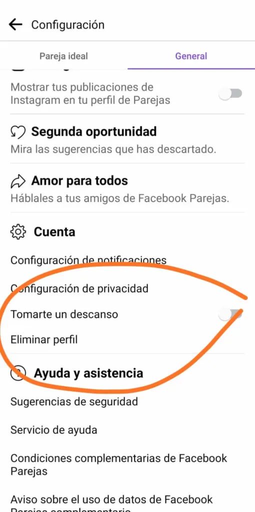 eliminar o desactivar parejas de facebook