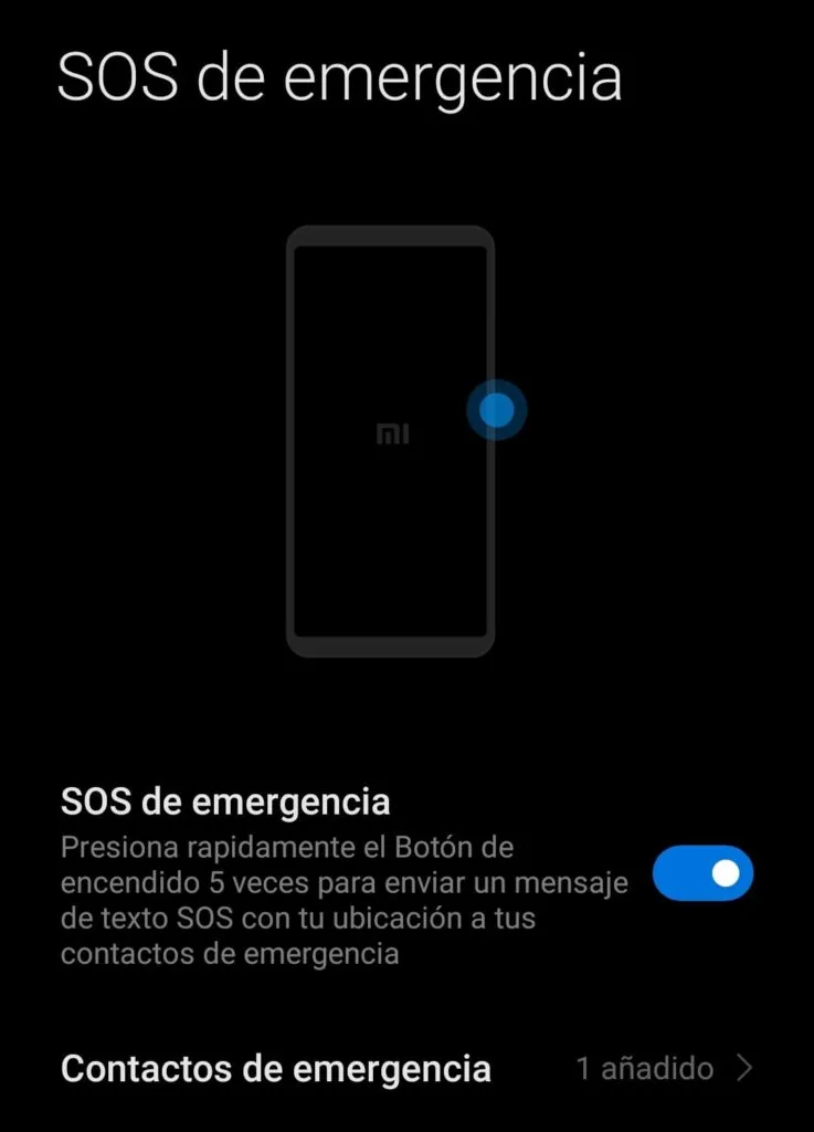 sos emergencia xiaomi