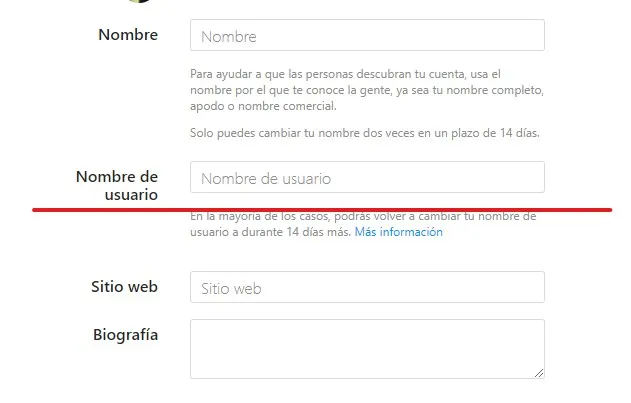 cambiar nombre de usuario en instagram desde la app