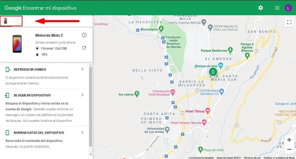 Cómo cambiar de dispositivo en Find My Device