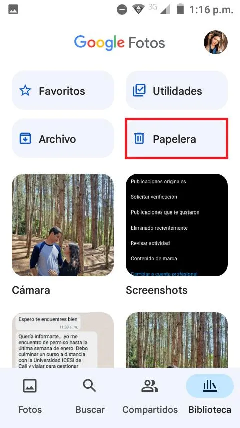 Dónde está la papelera de reciclaje en Android