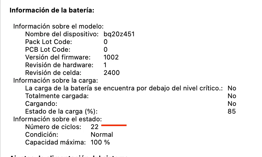 numero ciclos bateria mac