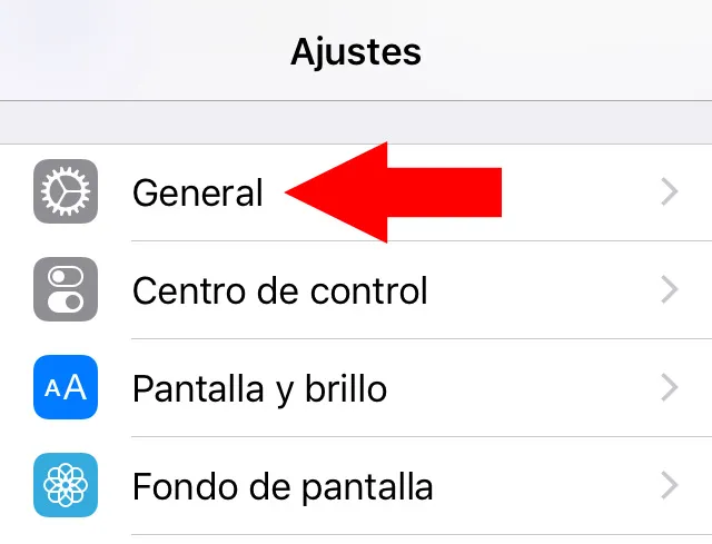 Ajustes de un iPhone mostrando la opción “General”.