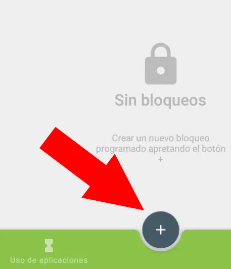 Icono del “+” del menú principal de la app de Bloqueo.