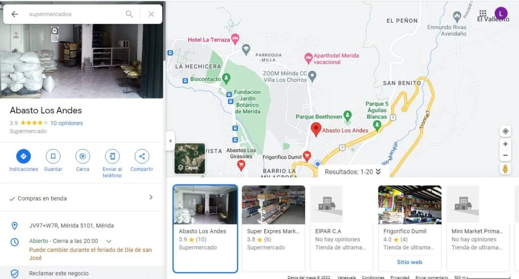 Cómo ver opiniones de supermercados cercanos