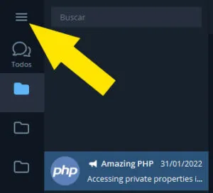 Icono del menú de hamburguesa de Telegram.