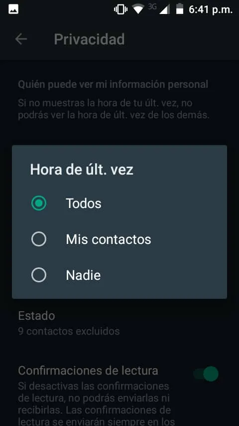 Configura la última hora de conexión