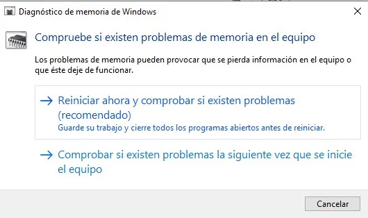 Diagnóstico de la memoria RAM