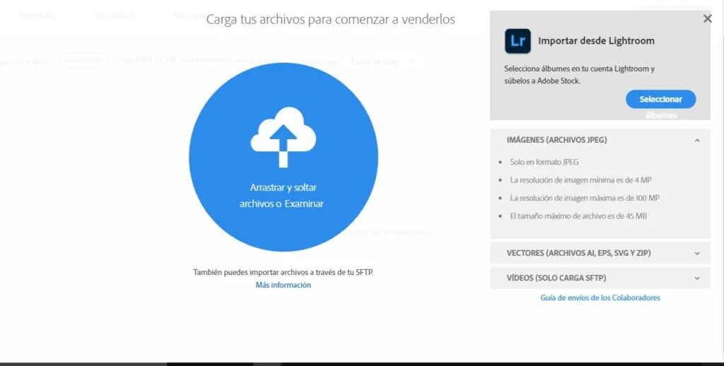 subir contenido a adobe stock