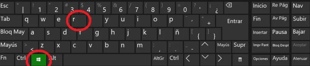 Windows más la tecla R.