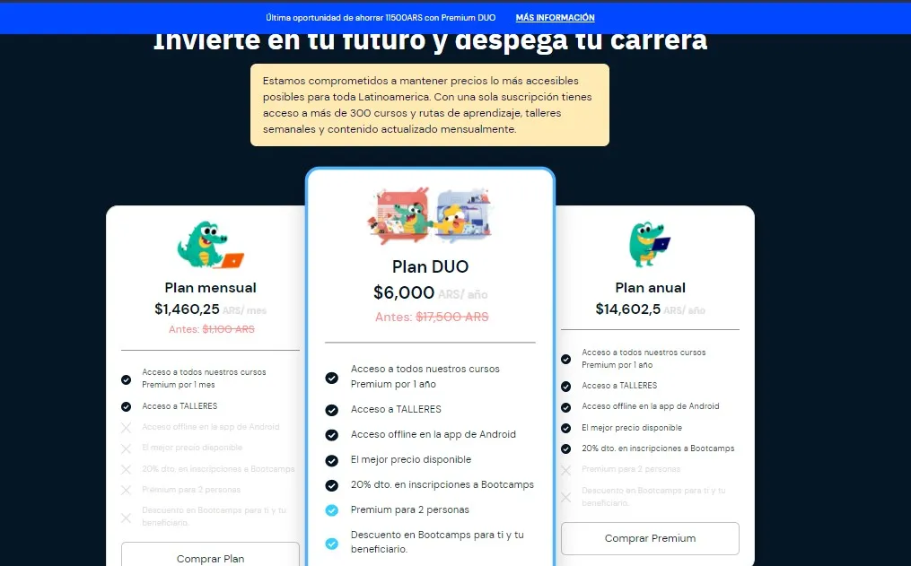 Precios de código facilito