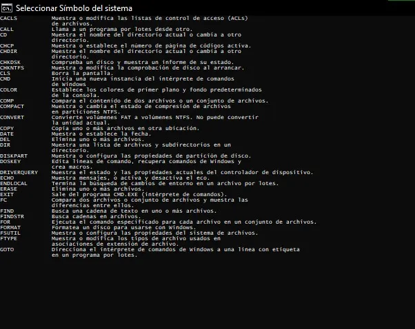 Comandos del símbolo del sistema básicos.