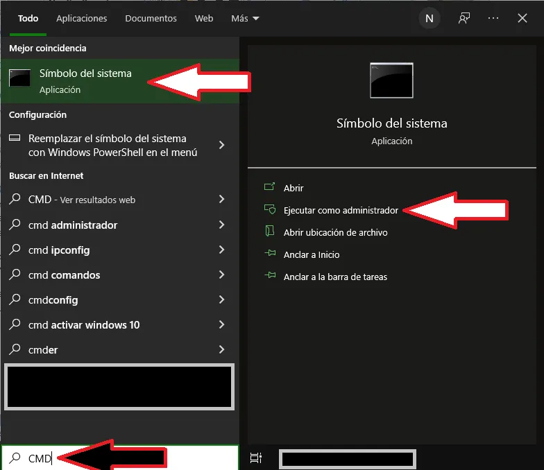 como abrir el simbolo del sistema (cmd)