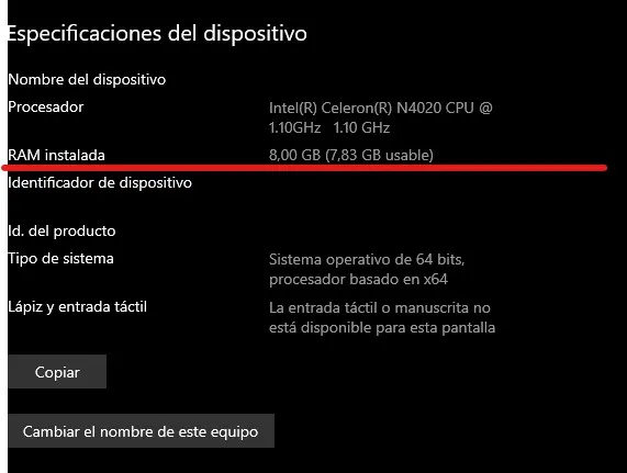Información de tu equipo
