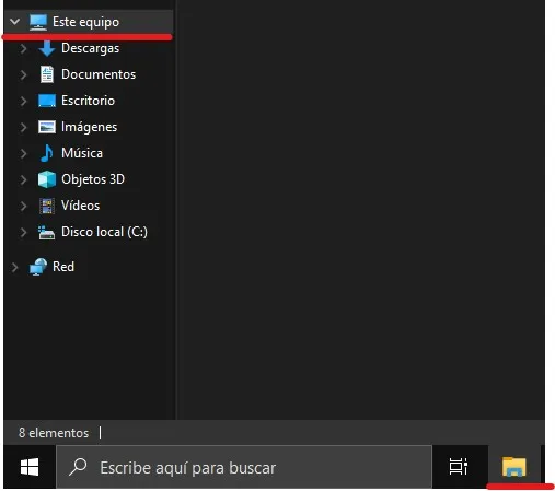 Menú propiedades en Windows