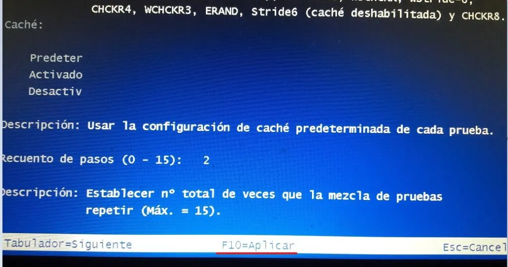 Prueba extendida de la memoria