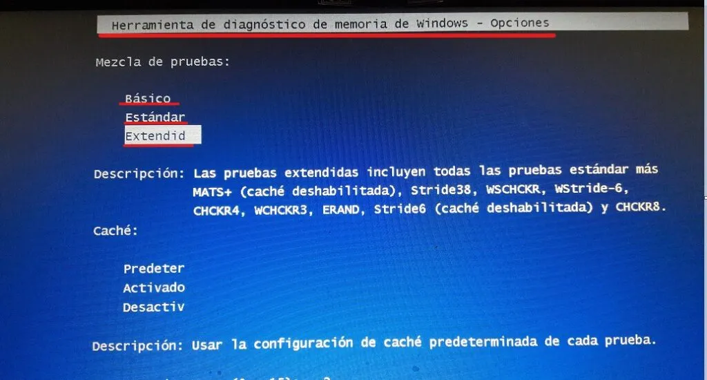 Tipos de diagnóstico de memoria RAM
