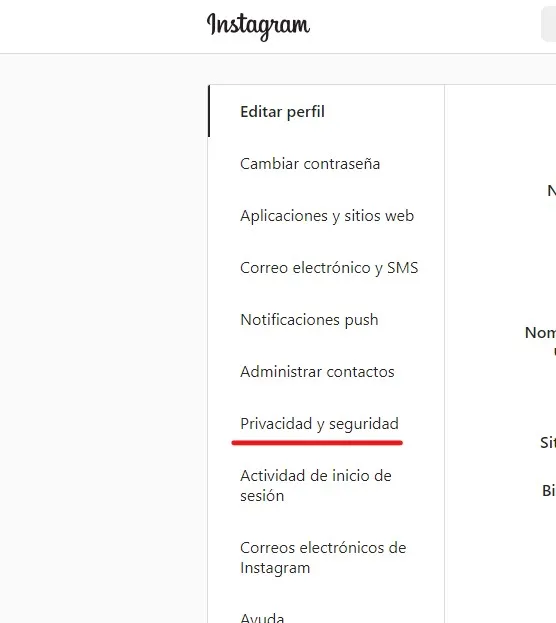 Privacidad y Seguridad en instagram