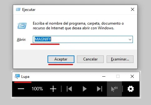 Comandos para ejecutar aplicaciones de Windows.
