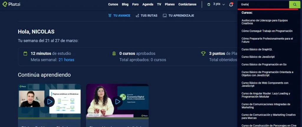 Cursos gratis en Platzi