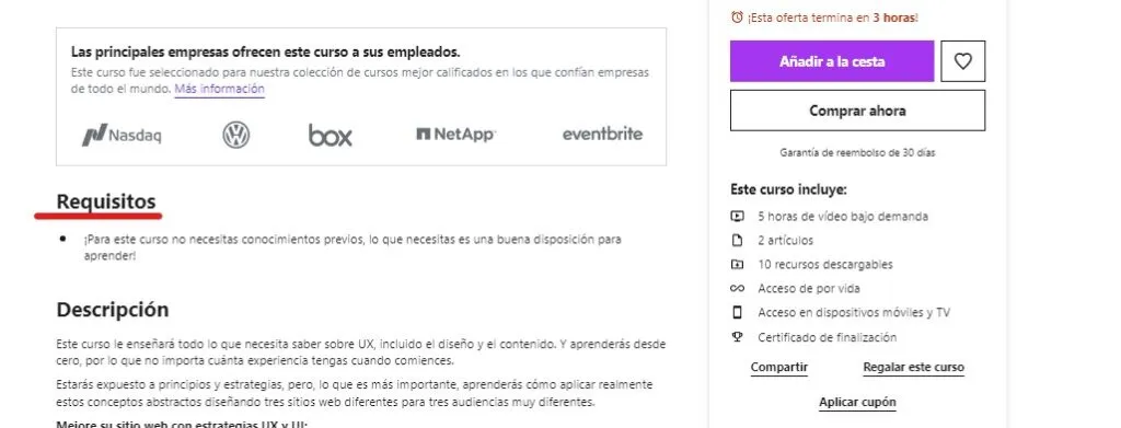 Requisitos Udemy