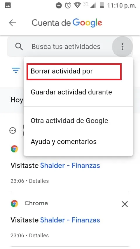 Borrar lo captado por el asistente de voz