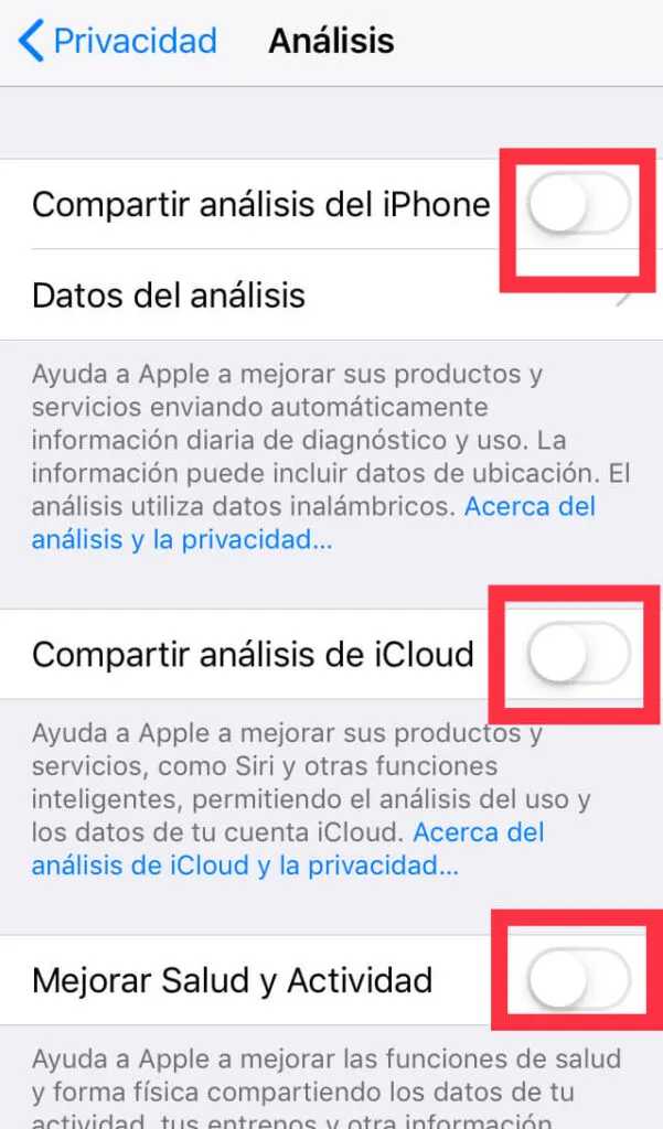 Menú del apartado “Análisis”, en donde se observa que todas las opciones de esta ventana están desactivadas.