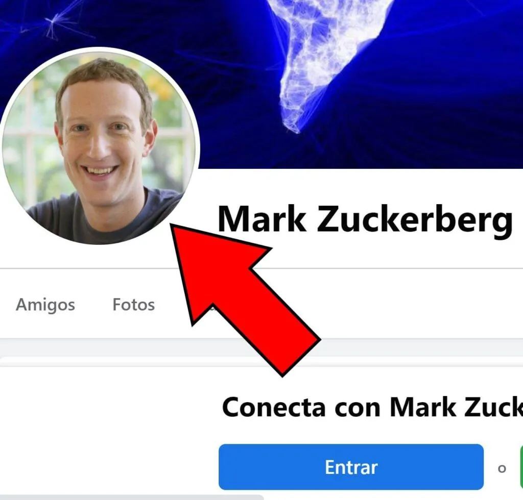 Foto de perfil en forma de círculo de Mark Zuckerberg en Facebook. 