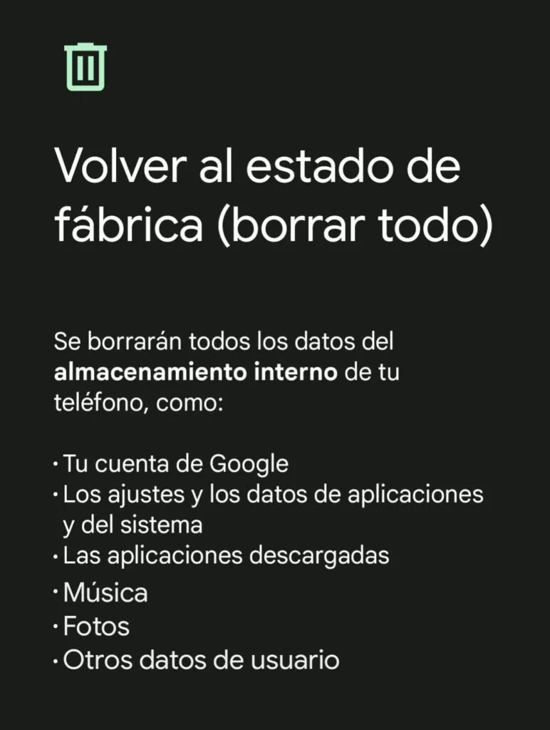 reseteo de fabrica en android pixel 6