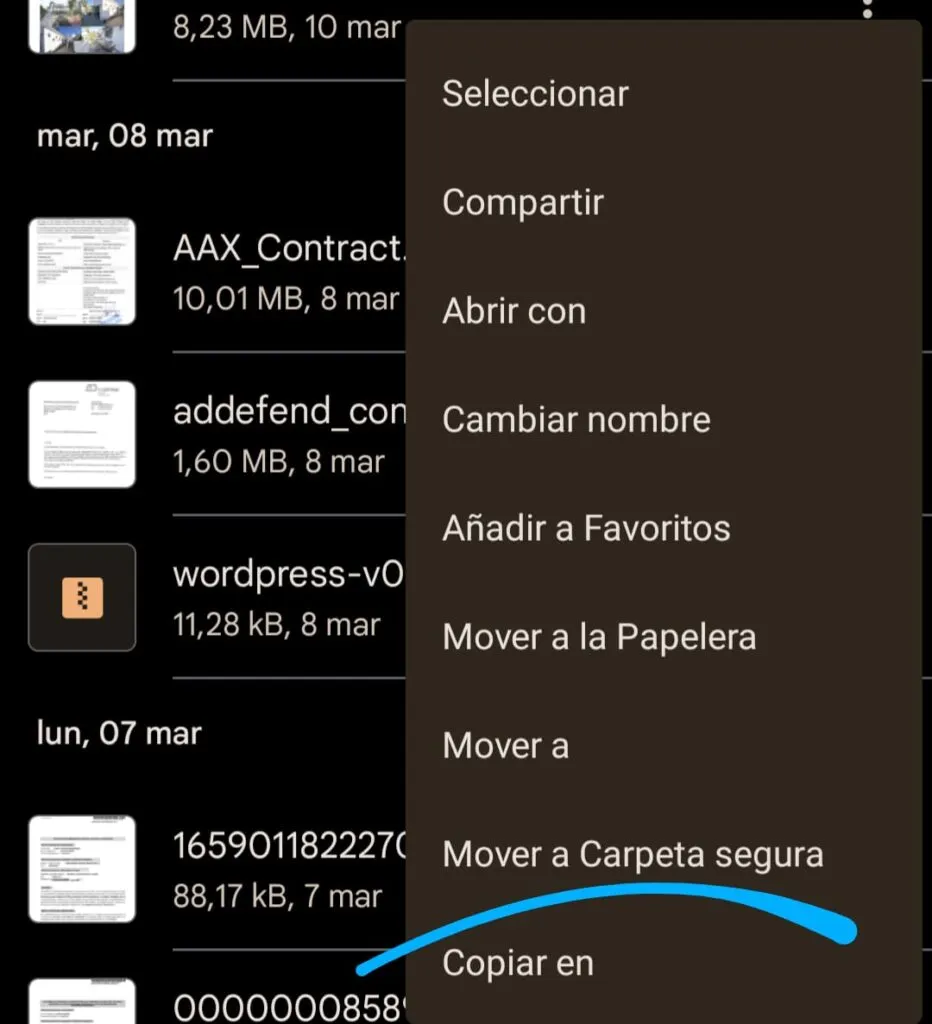 mover archivos carpeta segura android