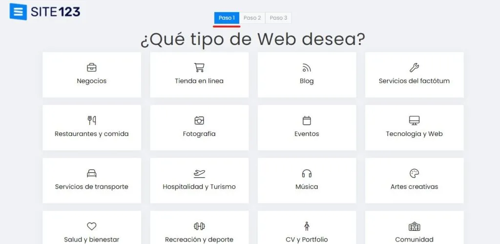 Creando un sitio web con SITE123.