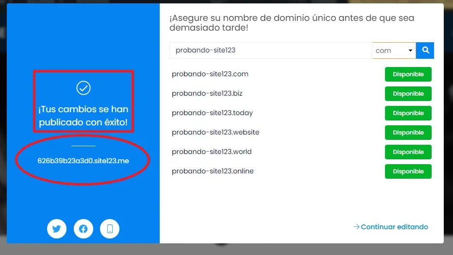 dominios personalizados en site 123