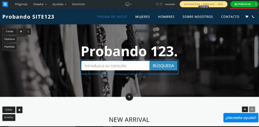 Publicar tu web en site123