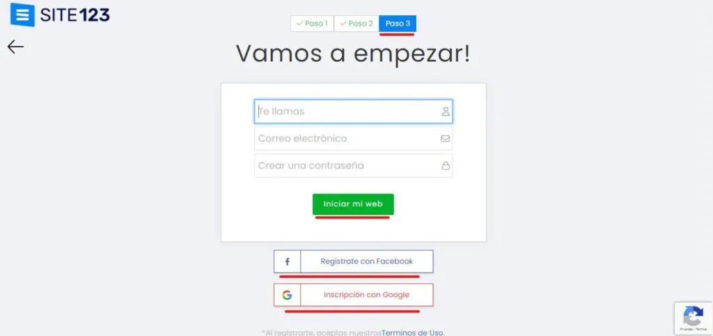 Pagina web 100% gratuita en site123