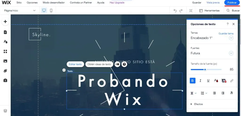 Publicar sitio Web en Wix gratis