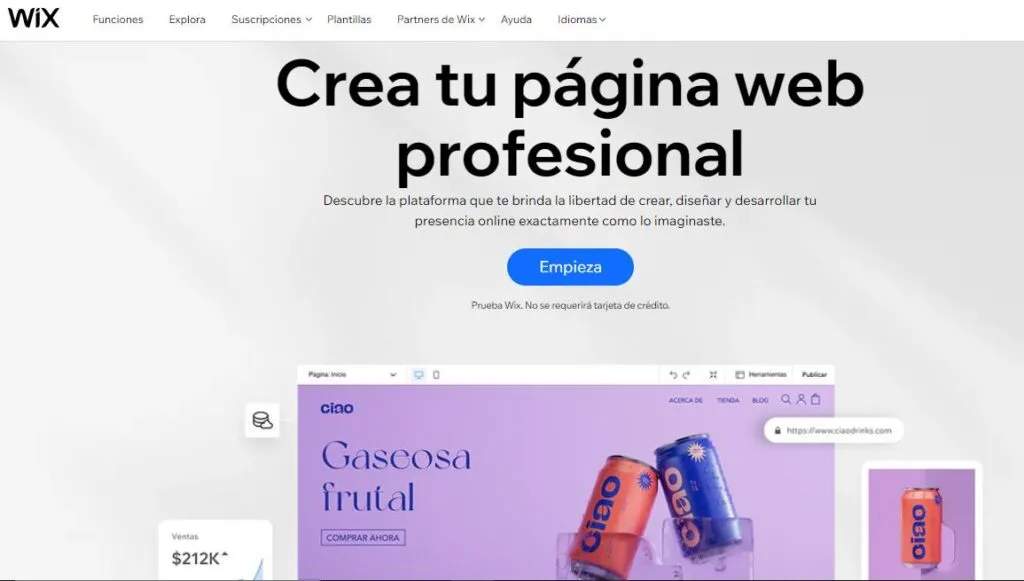 pagina web gratis en wix