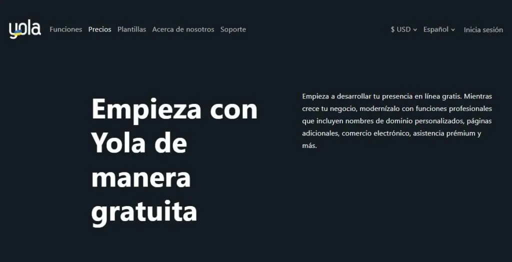 Crea tu sitio web gratis con Yola.