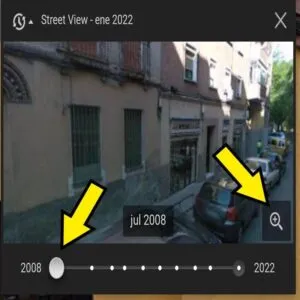 Slider del Street View con 10 puntos blancos. 