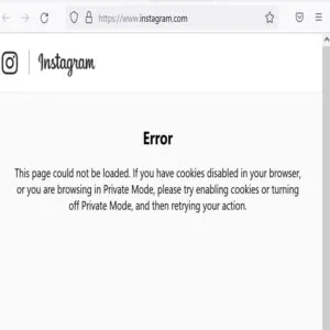 Error de Instagram en la versión web de esta red social en Firefox.