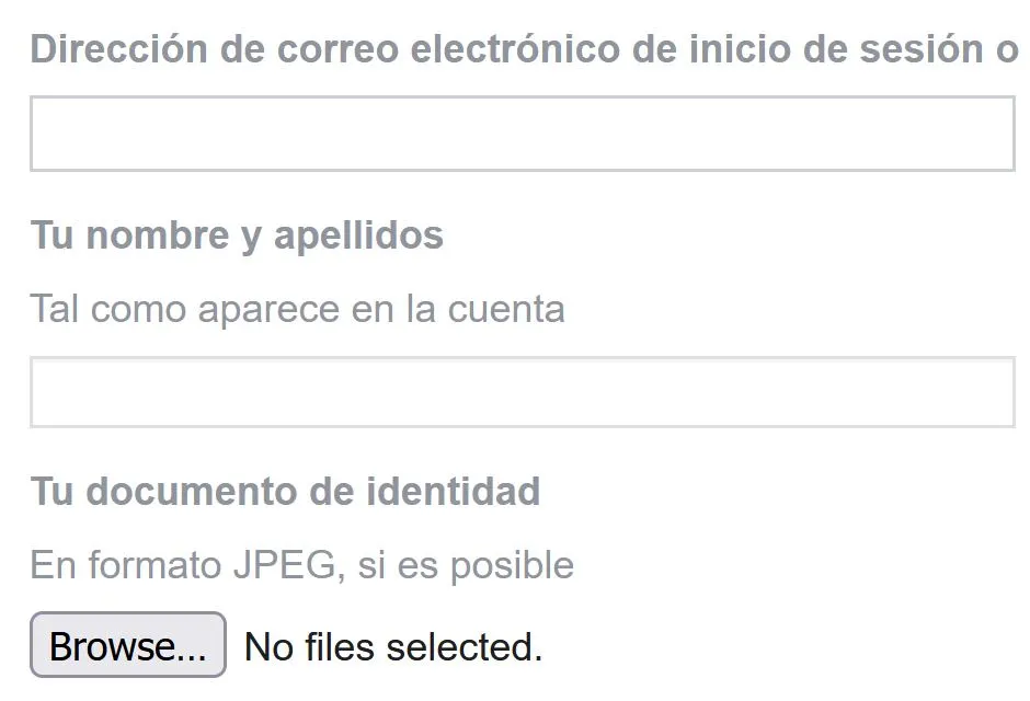 Formulario de Facebook para intentar desbloquear una cuenta bloqueada.