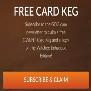 Promoción de GOG en donde te ofrecen un juego gratis a cambio de que te suscribas a su boletín de noticias.