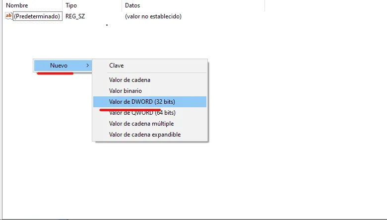Valor de DWORD