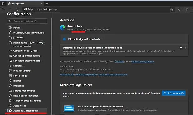 Averiguar versión de Microsoft Edge, el navegador por defecto de Windows