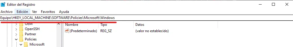Clave de Registro para eliminar Cortana